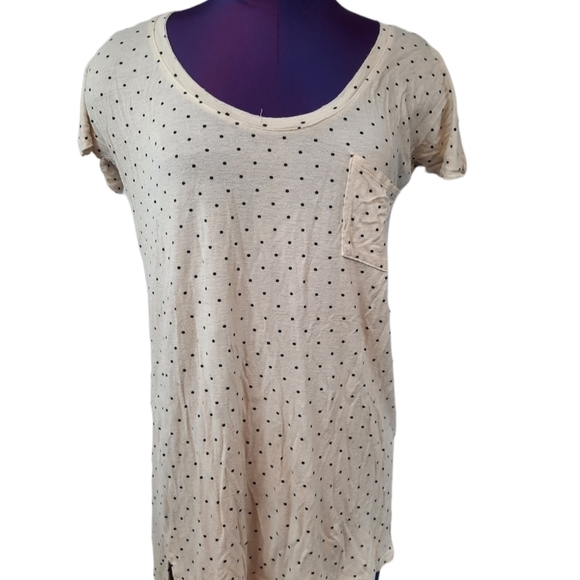 We‎ The Free Tunic Tee-Shirt Cream with Navy Polka Dots Size Small Women's - Picture 1 of 6